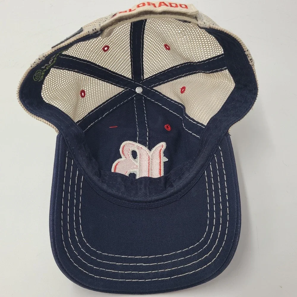 Breckenridge Hat Adjustable Trucker Mesh Blue Beige Red Colorado Breck Ski Men